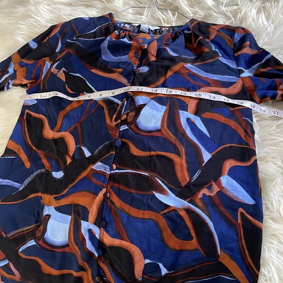 Nine West long sleeve v neck button up navy blue black red blouse shirt sz XS - Picture 10 of 17